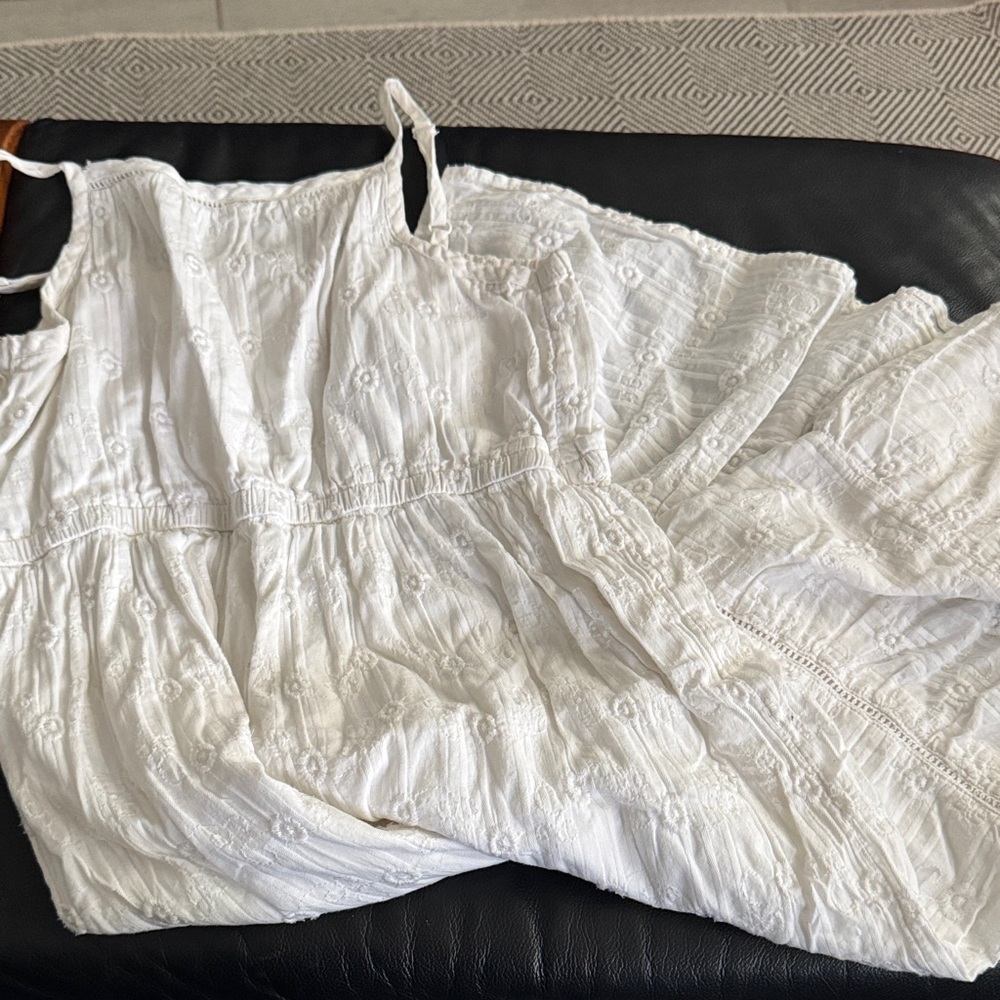 Girls White Sleeveless Sun Dress